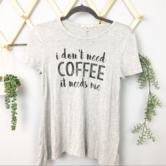 messy bun just chillin Tops - Grey Coffee graphic tee MEDIUM